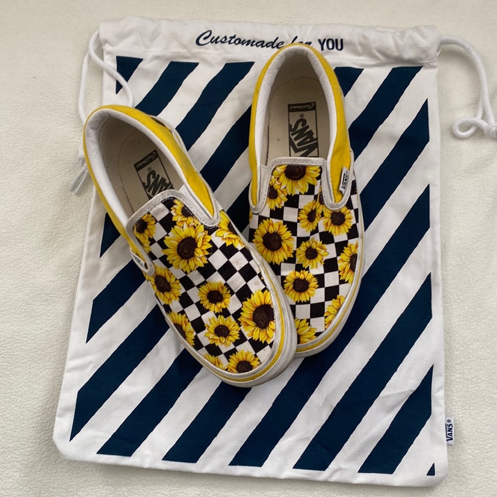 Custom Sunflower Slip on Vans